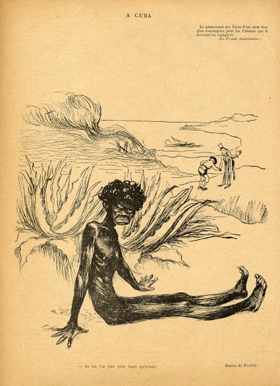 The United States takes Cuba from Spain, cartoon from Le Rire, 29th October 1898 by Puppet